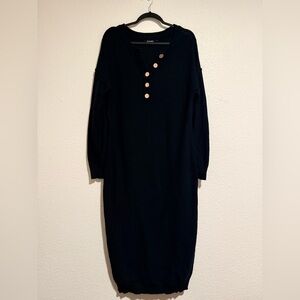 Elegant Black Button-Up Dress